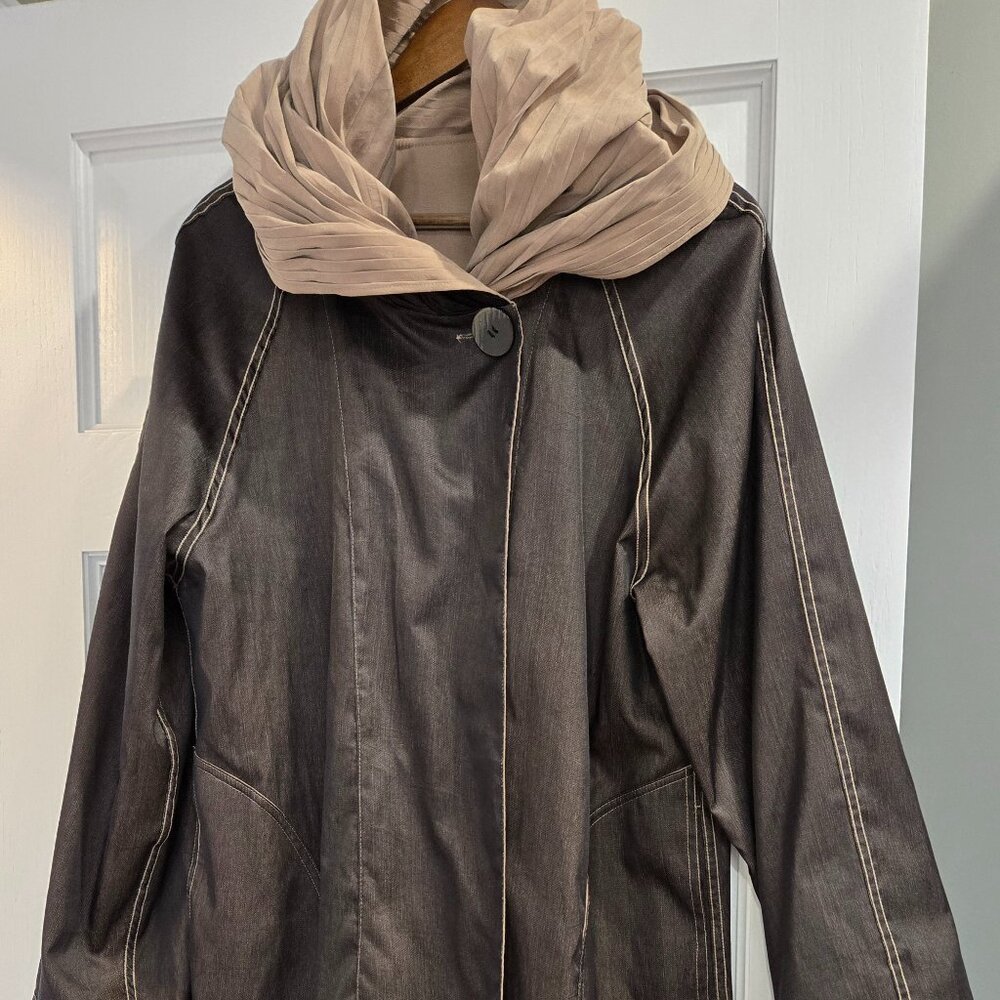 Dorman Tan and Black Reversible RainCoat with Dark Collar and Cuffs